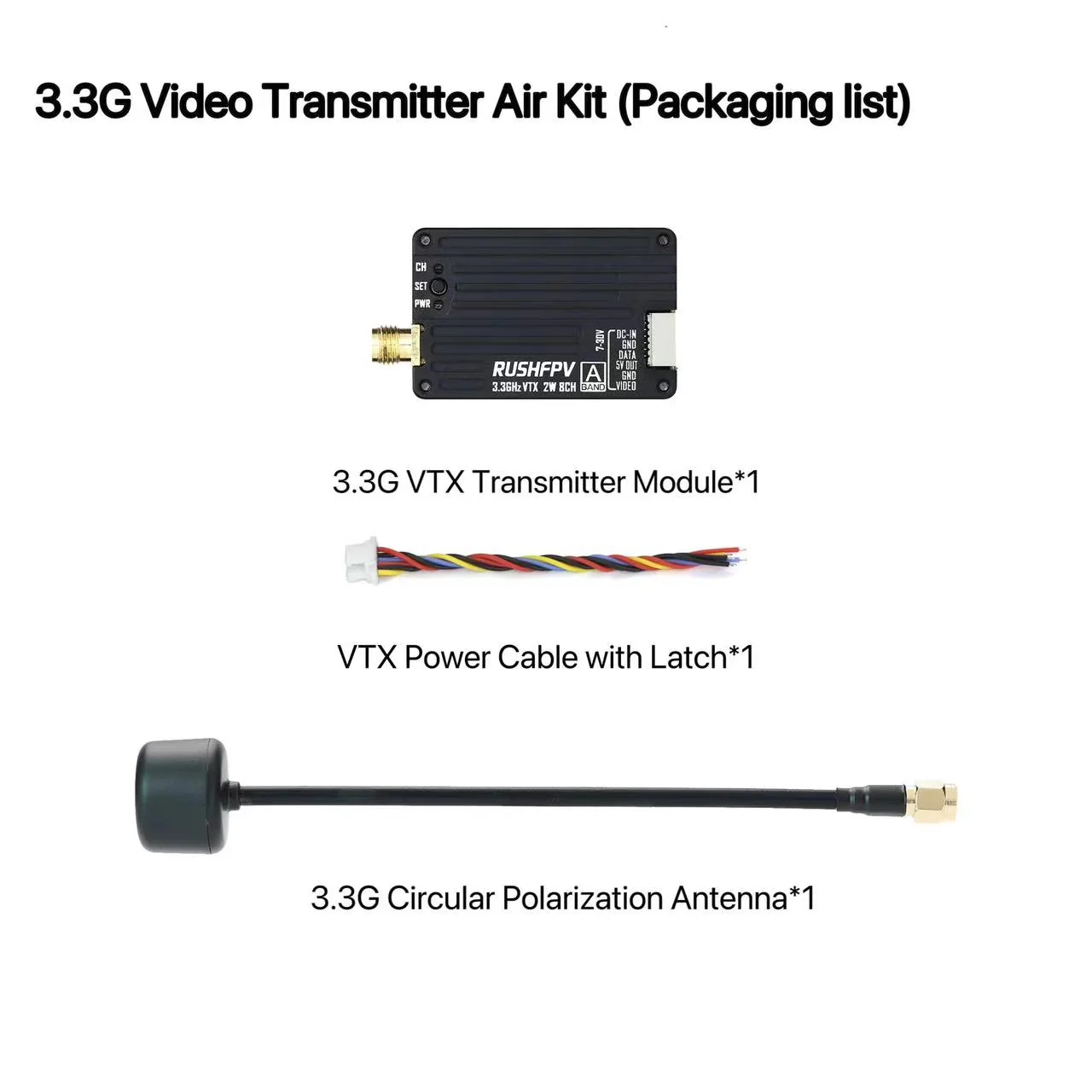 RUSHFPV 3.3G 2W VTX Transmitte - Fpv Antenna Receiver บทวิจารณ์และราคา