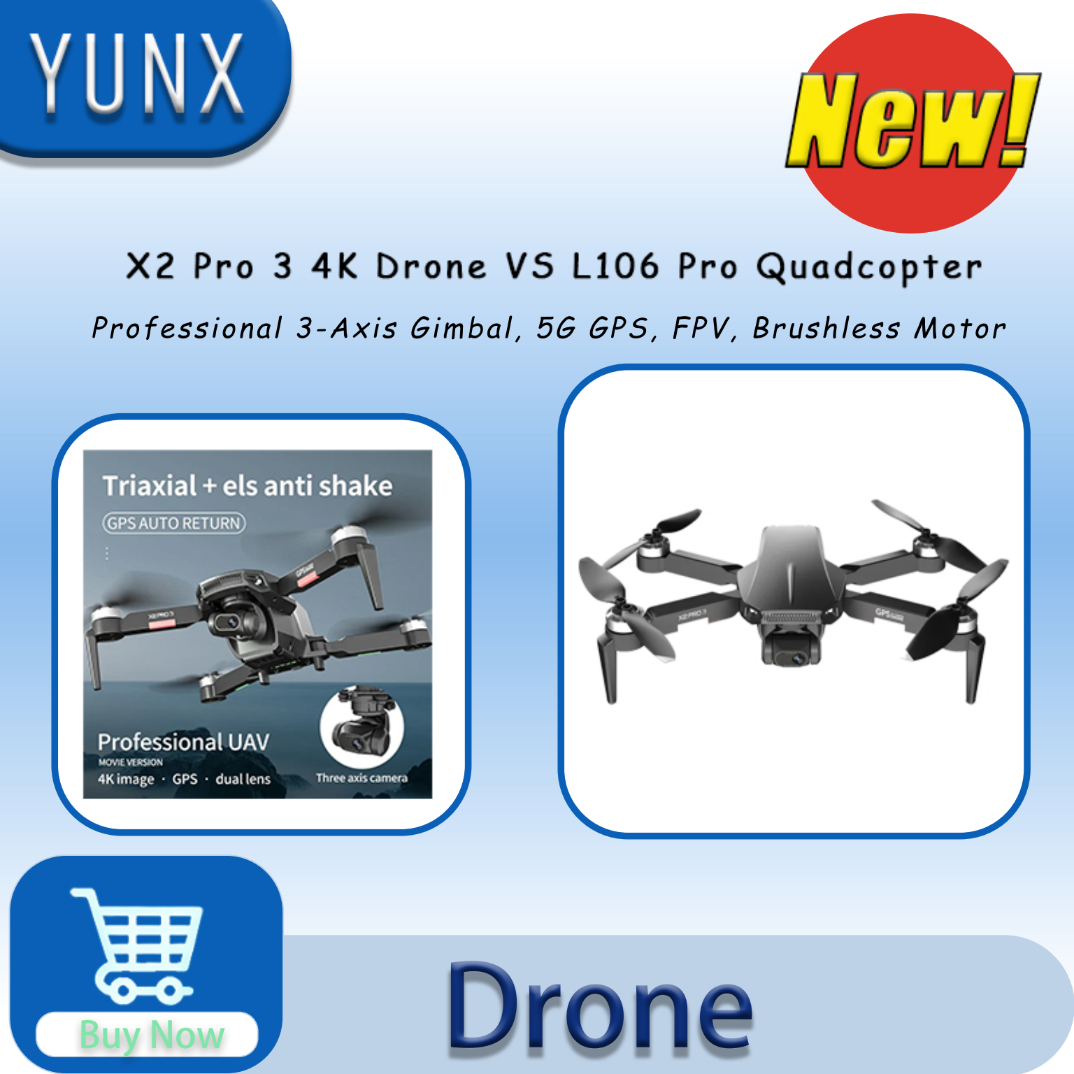 YUNX X2 Pro 3 RC Drone VS L106 - Drone Vs Rc Helicopter บทวิจารณ์และราคา