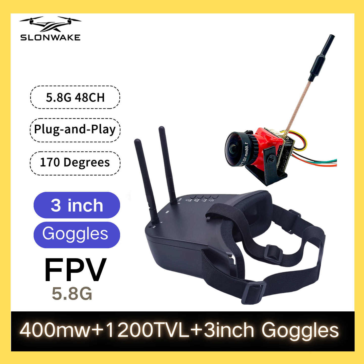 SLONWAKE 5.8G 48CH FPV 400mw V - Drone With Rc Remote บทวิจารณ์และราคา